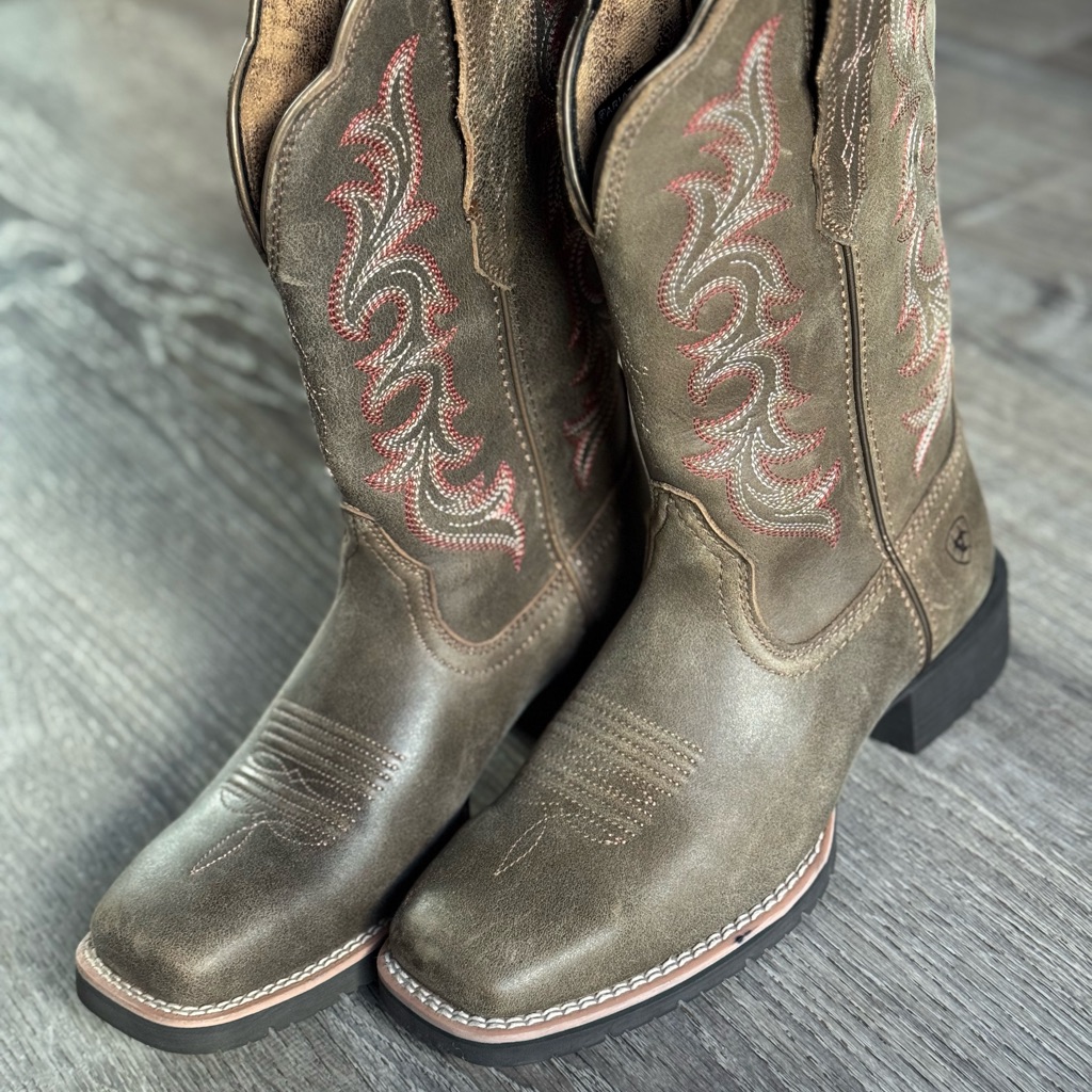 Ariat Brown Leather Hybrid Rancher Strechfit Western Cowboy Boots Mismatched